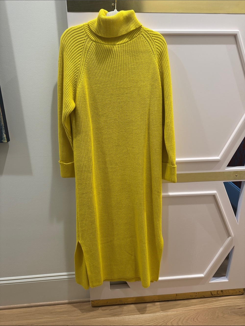 Tuckernuck Yellow Ribbed Turtleneck Sweater Dress